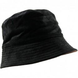 Bucket Hats Ladies Suede/Corduroy Reversible Bucket - Black/Brown - CN125A3HGAX $32.64