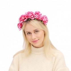 Headbands Rose Floral Crown Garland Flower Headband Headpiece for Wedding Festival (Velvet Pink) - Velvet Pink - C118SGHNH5L ...