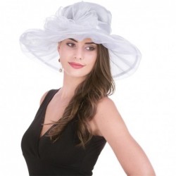 Sun Hats Women Kentucky Derby Church Cap Wide Brim Summer Sun Hat for Party Wedding - 1-white - CO189XO84MI $28.41
