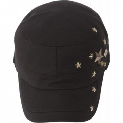 Baseball Caps A173 Skull Devil Star Metal Stud Fashion Punk Club Army Cap Cadet Military Hat - Black - CF182GZQZL9 $29.61