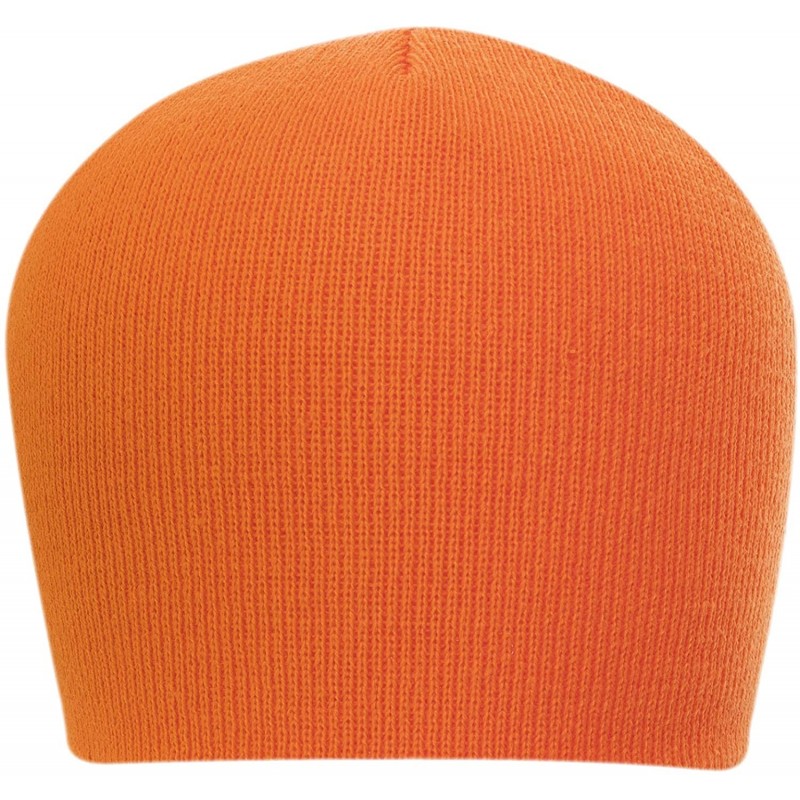 Skullies & Beanies 100% Soft Acrylic Solid Color Beanie Winter Hat - Skull Knit Cap - Made in USA - Orange - CO187IYEMU2 $43.19