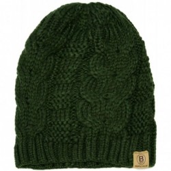 Skullies & Beanies Unisex Warm Chunky Soft Stretch Cable Knit Beanie Cap Hat - 102 Army Green - CE1889A59OR $18.37