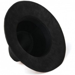Fedoras Womens Faux Suede Wide Brim Fedora Hat Leather Panama Hat - Black - CO17YA6NODS $55.55