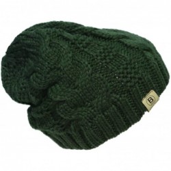 Skullies & Beanies Unisex Warm Chunky Soft Stretch Cable Knit Beanie Cap Hat - 102 Army Green - CE1889A59OR $13.60