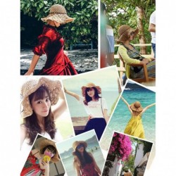 Sun Hats Women's Wide Brim Floppy Summer Sun Hat UPF 50+ Beach Staw Hat - 2 Lilac - CW199ZEM5R2 $29.93