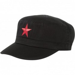 Baseball Caps New Army Cadet Adjustable Hat w/Red Star - Black - CH112QRSAC1 $22.11