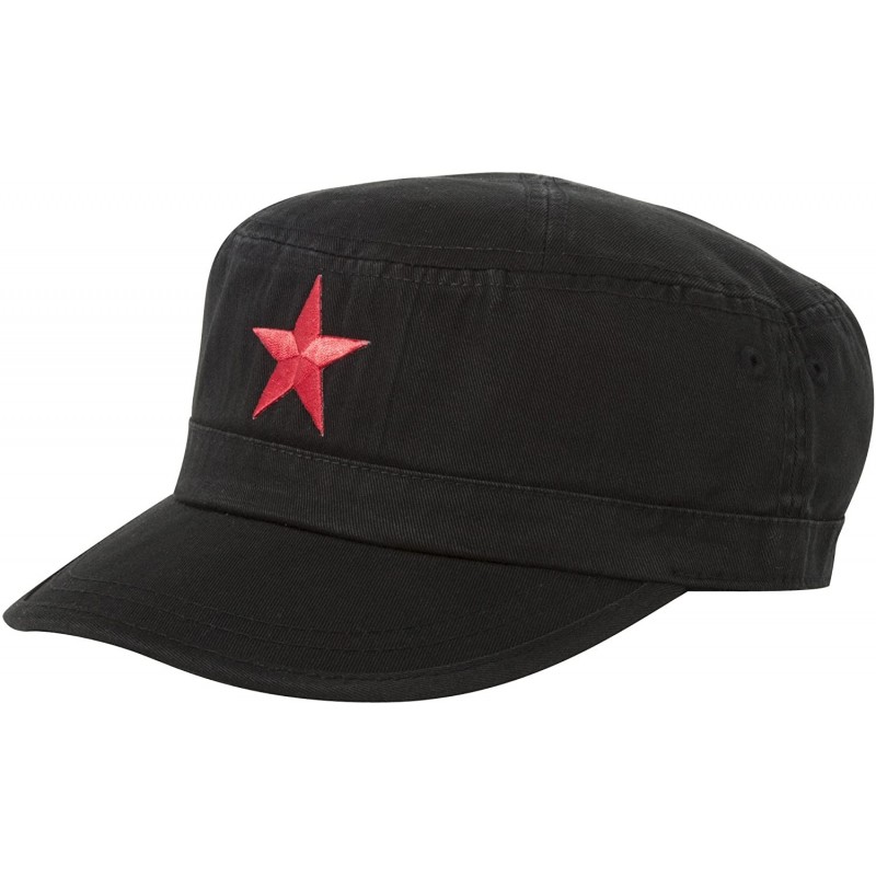Baseball Caps New Army Cadet Adjustable Hat w/Red Star - Black - CH112QRSAC1 $15.02