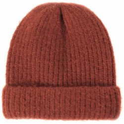 Skullies & Beanies Unisex Thick Warm Beanie - Knit Winter Hat - Rust Red - CI18UR6MW7K $22.83