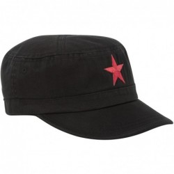 Baseball Caps New Army Cadet Adjustable Hat w/Red Star - Black - CH112QRSAC1 $15.02