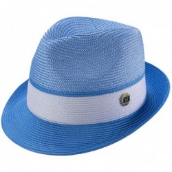 Fedoras Men's Braided Two Tone Pinch Fedora Hat H22 - Blue - CT18SDZTLCI $92.00