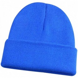 Skullies & Beanies Men Women Beanie Knit Cap Hip-Hop Winter Warm Elastic Cuff Hat - Royal Blue - CI12O8CJZZR $20.21
