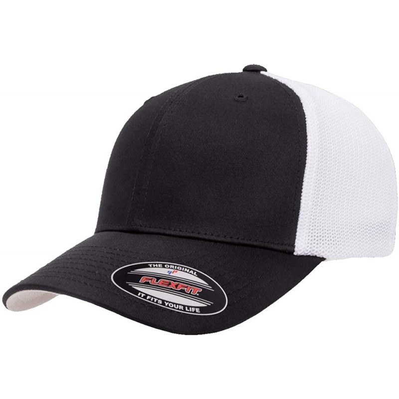 Baseball Caps The Original Flexfit Yupoong Mesh Trucker Hat Cap & 2-Tone - Black/White - CU11LP4RDED $20.20