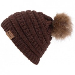 Berets Womens Knit Cap Baggy Warm Crochet Winter Wool Ski Beanie Skull Slouchy Hat - Coffee - CL18IE2IR7D $16.61