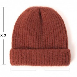 Skullies & Beanies Unisex Thick Warm Beanie - Knit Winter Hat - Rust Red - CI18UR6MW7K $25.36