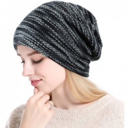 Skullies & Beanies Beanie Hat for Women Slouchy Winter Warm Hats Knit Thick Skull Cap - Et-m045-gy+bu - C218YZ3N9IW $26.94