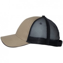 Baseball Caps Cotton Twill Trucker Cap with Mesh Back and A Sleek Trim On Front of Bill-Unisex - Khaki/Navy - CE12I54XNQH $19.97