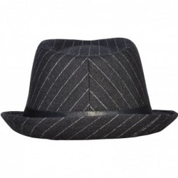 Fedoras Mens Womens Short Brim Classic Manhattan Trilby Fedora Hat - Aa_black Stripes - CF18COCK5KK $19.66