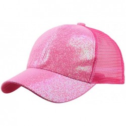 Baseball Caps Hats for Women Girl Baseball Cap Sequins Hip Hop Sun Hat Girl Snapback Mesh Hat - Hot Pink - CK18RKWWS7S $14.52