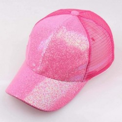 Baseball Caps Hats for Women Girl Baseball Cap Sequins Hip Hop Sun Hat Girl Snapback Mesh Hat - Hot Pink - CK18RKWWS7S $11.08