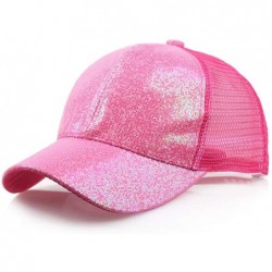 Baseball Caps Hats for Women Girl Baseball Cap Sequins Hip Hop Sun Hat Girl Snapback Mesh Hat - Hot Pink - CK18RKWWS7S $11.08