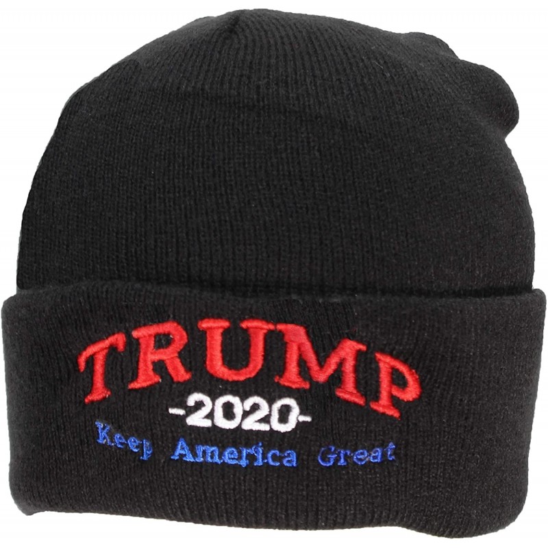 Skullies & Beanies Adult USA Made Embroidered Trump 2020 Keep America Great Beanie - Black - C418L9XHW3A $17.59