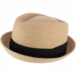 Fedoras Cotton Wool Blend Upbrim Porkpie Fedora Hat - Camel - C318GNII747 $40.30
