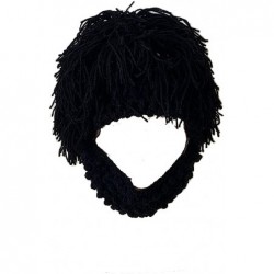 Skullies & Beanies Wig Beard Hats Handmade Knit Warm Winter Caps Ski Funny Mask Beanie for Men Women - Wig-black - CX186N20H2...