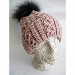 Skullies & Beanies Winter Women Asian Raccoon Pom Beanie Hat M-2013-340RN - Pink - CQ1898H0X85 $50.31