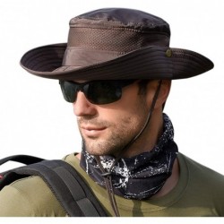 Sun Hats Men's Outdoor Waterproof Fishing Hat UPF 50+ Bucket Sun Hat Mesh Sun Block Cap - Coffee - C418S0SR458 $25.14