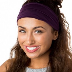 Headbands Xflex Basic Adjustable & Stretchy Wide Softball Headbands for Women Girls & Teens - Lightweight Basic Plum - CZ17WZ...