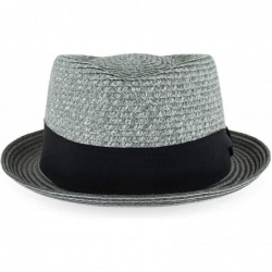 Fedoras Belfry Men/Women Summer Straw Pork Pie Trilby Fedora Hat in Blue- Tan- Black - Jacegrey - CP18SON8OL6 $53.40