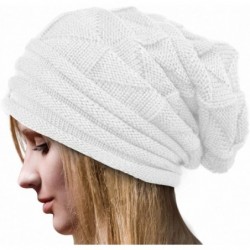 Skullies & Beanies Women Thick Slouchy Knit Beanie Cap Hat (White) - C8129HIS6BR $12.74