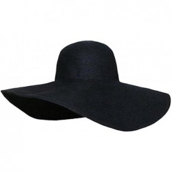 Sun Hats Womens Floppy Summer Sun Beach Straw Hats Wide Brim Panama Beachwear - Black - CC17YUHWSER $36.39