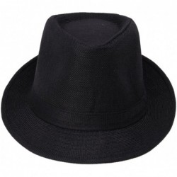 Sun Hats Fedoras Gangster Summer Hat Jazz Caps Black - CW11KYC36UR $20.89