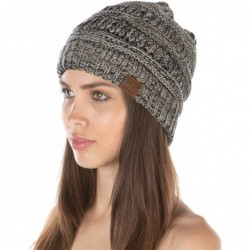 Skullies & Beanies E3-n17 Womens Beanie Soft Knit Classic Ribbed Slouch Hat - Taupe 17 - CL18Y68HS60 $23.77