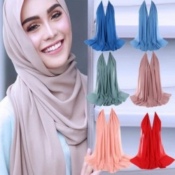 Cold Weather Headbands Women Crinkle Cloud Hijab Scarf Lightweight Chiffon Muslim Islamic Long Hejab Head Wrap Shawls - H - C...