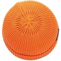 Skullies & Beanies Men Women Knit Watch Cap Wool Winter Solid Color Beanie Skull Cap Harbour Cuffed Hat - Orange - CJ1928TQYX...