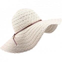 Sun Hats Summer Beach Sun Hat for Women Sun Big Brim Foldable Floppy Travel Sun Hat - Beige - C318QN4ZRRD $16.83