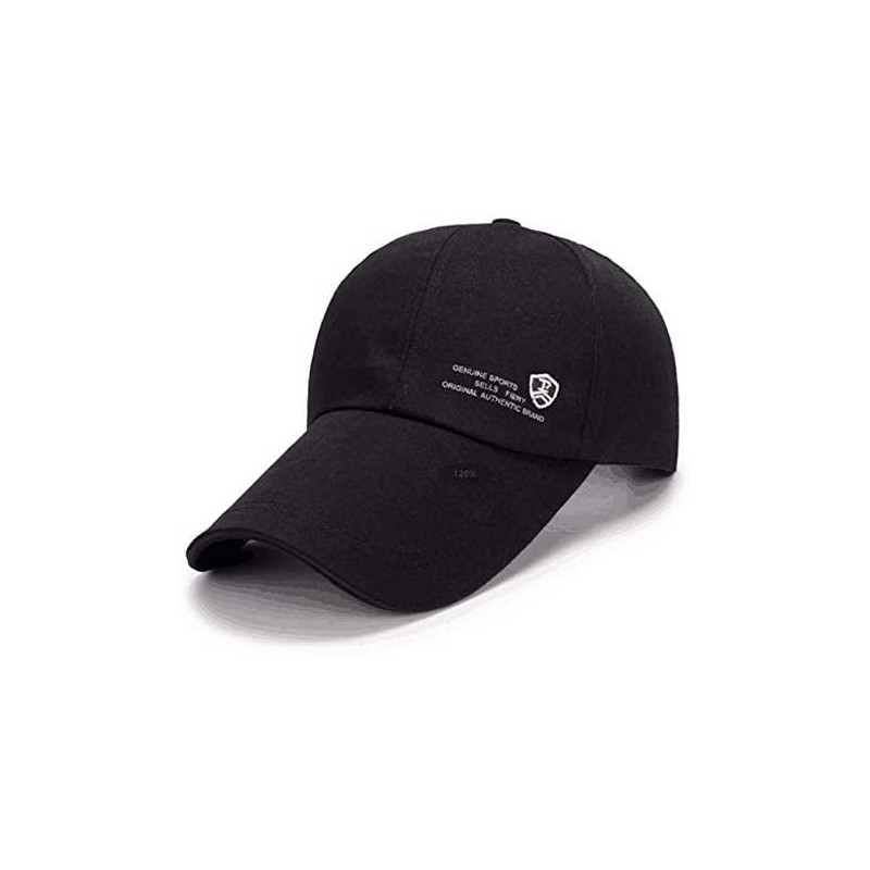 Sun Hats Unisex Baseball Cap Hat Plain Adjustable Lengthen - Black - C518STOD0TQ $11.99