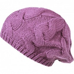 Berets Women Winter Warm Ski Knitted Crochet Baggy Skullies Cap Beret Hat - Br1709purple - CA187GE7OUR $20.80