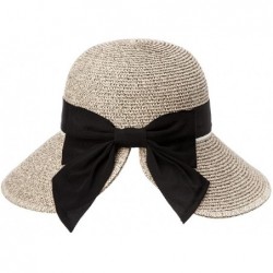 Sun Hats Packable Womens Straw Ponytail Fedora Floppy Sun Hat Summer Wide Brim Beach Cloche Brown 56-58cm - C818D2O6DXQ $34.14