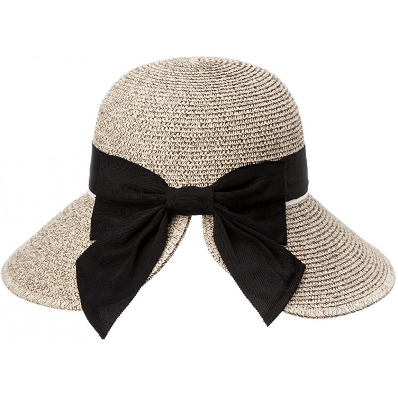 Sun Hats Packable Womens Straw Ponytail Fedora Floppy Sun Hat Summer Wide Brim Beach Cloche Brown 56-58cm - C818D2O6DXQ $30.07