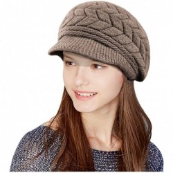Skullies & Beanies Winter Knit Hat Stretch Warm Beanie Ski Cap with Visor for Women Girl - Coffee - CK186QTNILS $22.86