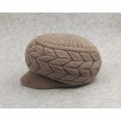 Skullies & Beanies Winter Knit Hat Stretch Warm Beanie Ski Cap with Visor for Women Girl - Coffee - CK186QTNILS $20.86
