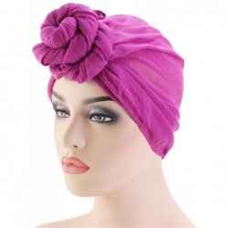 Skullies & Beanies Womens Big Flower Turban Beanie Elegant Cap Head Wrap Stretch Long Hair Scarf Headscarf - Peacock - CT18UW...