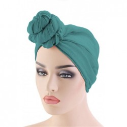 Skullies & Beanies Womens Big Flower Turban Beanie Elegant Cap Head Wrap Stretch Long Hair Scarf Headscarf - Peacock - CT18UW...