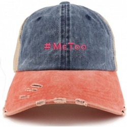 Baseball Caps MeToo Movement Hot Pink Embroidered Frayed Bill Trucker Mesh Cap - Navy Orange - CT188GC3EG2 $34.54