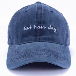 Skullies & Beanies Vintage Distressed Bad-Hair-Day-Embroidery Baseball-Cap Dad-Hat - Unisex Washed Cotton Hat - Blue - CP18GR...