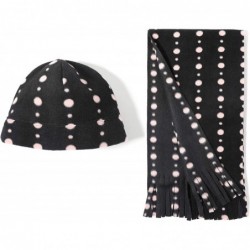 Skullies & Beanies Women Winter Fleece Beanie Gloves Scarf Set - Dirty Pink Dot - C418A2XTAGZ $11.44