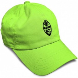 Baseball Caps Custom Soft Baseball Cap Seal of Guam Embroidery Cotton Dad Hats for Men & Women - Lime - CA18TKENZHG $19.53